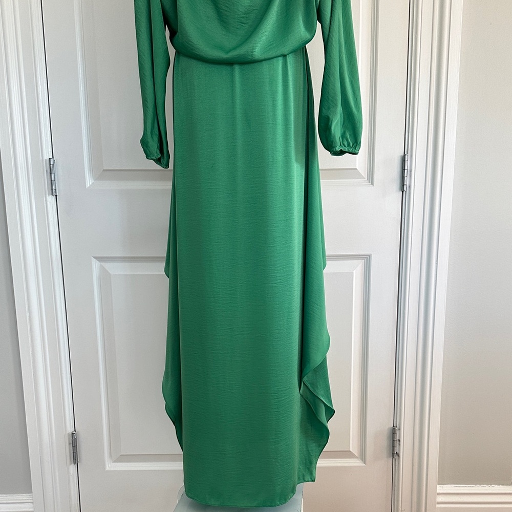 BCBGMaxAzria Carie Kelly Green Drape Bateau Wedding Guest Prom Dress Size S-M-L - Picture 11 of 15